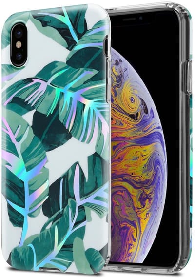 Cadorabo Hoesje geschikt voor Apple iPhone XS MAX in BANANEN BLADEREN - Beschermhoes gemaakt van TPU siliconen Case Cover met bloemenmotief