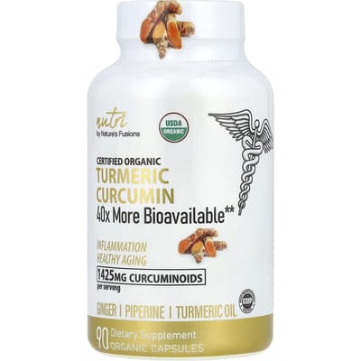 Nature's Fusions, Nutri, Curcumine de curcuma biologique, 90 capsules biologiques