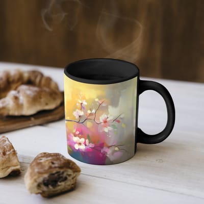 Magische Mok - Foto op Warmte Mokken - Koffiemok - Vogels - Bloemen - Roze - Magic Mok - Beker - 350 ML - Theemok
