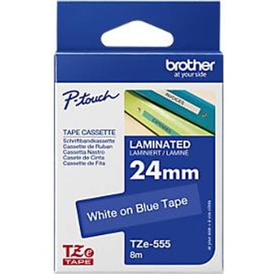 Brother lint beletteringssysteem TZe-555, 24 mm, blauw/wit