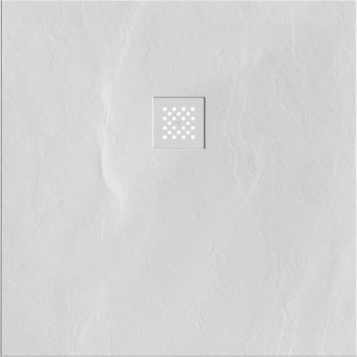 Brauer Douchebak Asteroid 90x90 incl. antislip en antibacterieel mineraalmarmer mat wit