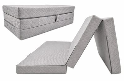 Opvouwbaar logeermatras met fauteuilfunctie - 200 x 120 x 10 cm - schuimmatras, pikgrijs