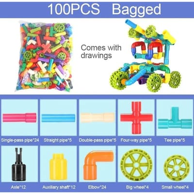Kinderen Pijp Bouwstenen Speelgoed Montage Plastic Waterpijp Educatief Interactief Doe-het-zelf Speelgoed Voor 3 Jaar Oud Kleuterschool blue