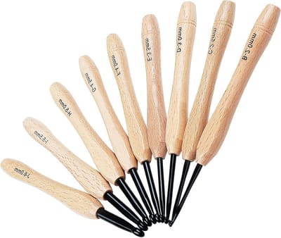 Ergonomische Haaknaalden Set van 9 Stuks, Lichtgewicht Metalen Haaknaalden met Houten Handvat voor Beginners en Volwassenen, Ideaal voor Artrose en Creatieve Projecten, Maten 2-6mm