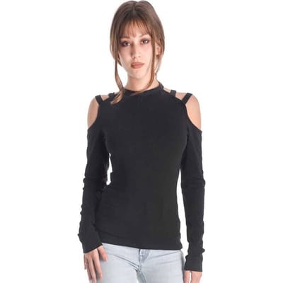 Outer Vision Shirt met lange mouwen - Woman's Top Bulma Solid Black - S tot 4XL - voor Vrouwen - zwart