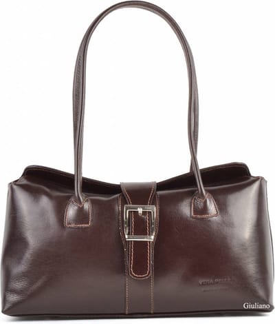 Giuliano klassieke handtas Mona - Donkerbruin - Dames - Made in Italy