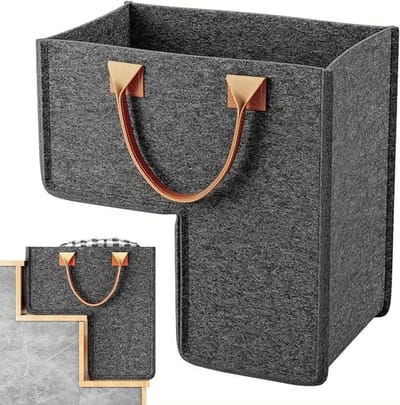 Opbergmand voor trappen - Trapmand organizer - Ruimte optimaliseren - L-vormig design - 42 cm - Donkergrijs