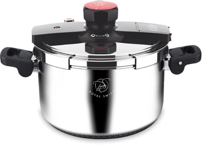 Royal Swiss® Snelkookpan 6L – Drukpan voor Inductie & Gas – RVS – Veilig Drukventiel – Ø24 cm