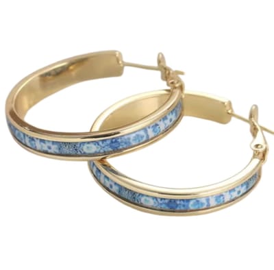 Oorbellen oud blauw -verguld goud -oorringen- Charme Bijoux