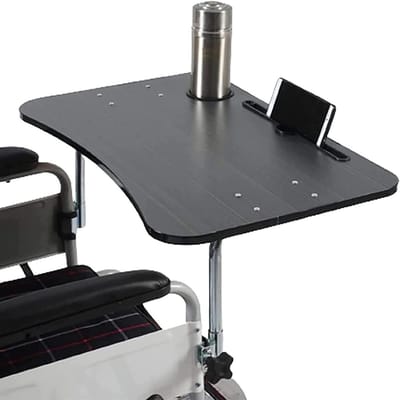 Rolstoel dienblad, draagbaar houten eettafel met telefoonhouder, afneembaar dienblad voor rolstoelaccessoires, ideaal voor maaltijden en activiteiten