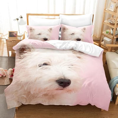Schattige Honden Beddengoed Set Eenpersoons Twijfelaar Volledig Queen King Size Huisdier Hond Bed Set Volwassene Kind Slaapkamer Dekbedovertrek Sets 3D Print 030 EU single(135x200cm)