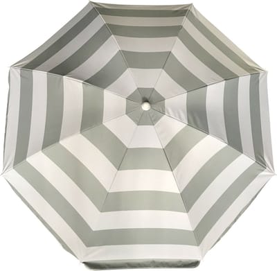 Parasol - zilver/wit - gestreept - D200 cm - UV-bescherming - incl. draagtas