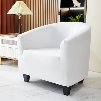 Stevige Clubfauteuil Hoes Stretch Tonfauteuil Hoezen Bedrukte Kuipstoelhoezen Zachte Spandex Leunstoel Bankhoes Afneembaar 1 piece white