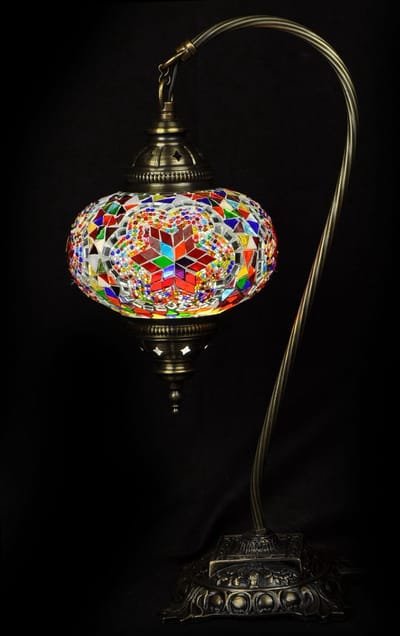 Turkse Tafellamp - Boogmodel Mozaïek - Marokkaanse Oosters Lamp Handgemaakt Multicolour mix