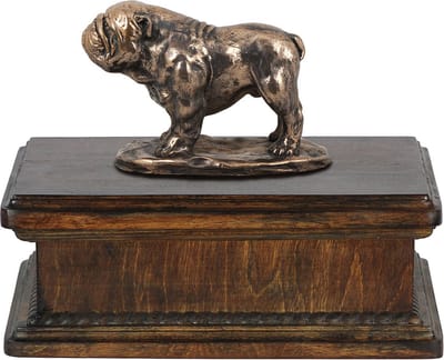 Bulldog urn - elegante urn met beeldje voor hondenas