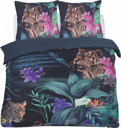 2Persoons- Jungle Tiger Dekbedovertrek set-Ultra soft microPercal dekbedhoes 200x200/220 cm + 2 kussenslopen 60x70 cm Multi