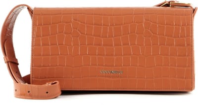 COCCINELLE Leren Schoudertas Josephine Croco Shoulder Bag Chestnut Bruine