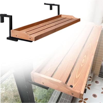 Balkon relingtafel - Buitentafel terras - Buitenruimte benutten - Opvouwbaar en verstelbaar - 60 cm lengte - Houtkleur