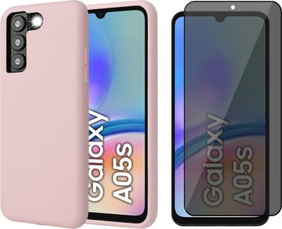 Hoesje geschikt voor Samsung Galaxy A05s - Privacy Screenprotector Volledig Dekkend Glas - Mat Back Case Roze