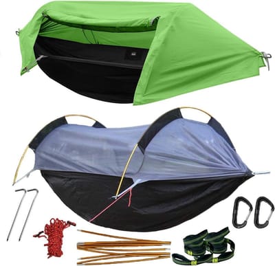 Kampeerhangmat - Outdoor hangmat - Ontspannen buiten - Met muggennet - 271 cm - Groen