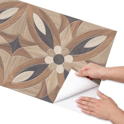 Coloray Meubel Wrap Folie - Bruin Meubelfolie - 50x100 cm - Wrapfolie Keuken Houten bloemen - Decoratiefolie - Geometrische Meubelfolie - Meubel Wrap Folie - Woonkamer decoratie - Geometrie
