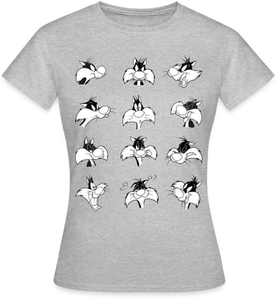 Looney Tunes Sylvester Facial Expressions T-Shirt Dames