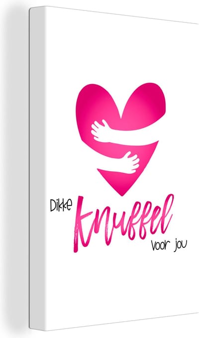 Canvas Schilderij Get well soon - Spreuken - Hartje - Knuffel - 20x30 cm - Wanddecoratie