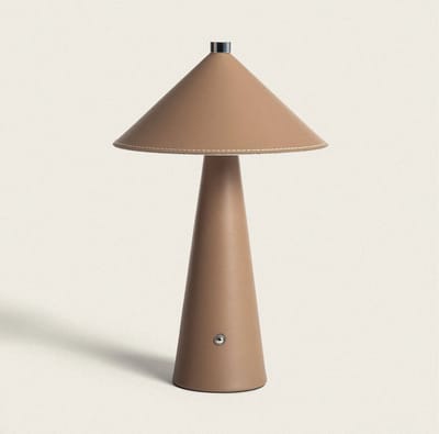 Bruine Tafellamp - Tafellamp Leer - Minimalistische Tafellamp - Japandi Of Modern - Draadloos - Luxe Tafellamp