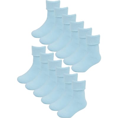Set van 6 babysokken van katoen met omgeslagen bovenkant - Blauw