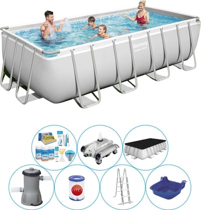Power Steel Rechthoek 488x244x122 cm - Zwembad Pakket