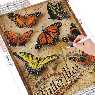 Diamant broderie animaux plein carré perceuse diamant peinture papillon point de croix 20X30CM black