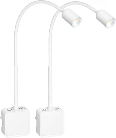 2-Pack Flexibele Dimbare LED Wandlampen met Stekker en Aanraakschakelaar voor Nachtkastje
