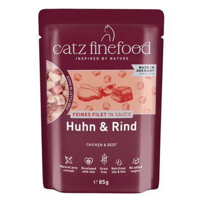 Voordeelpakket: 32x 85g catz finefood Fijn Filet Kip & Rund Kattenvoer nat