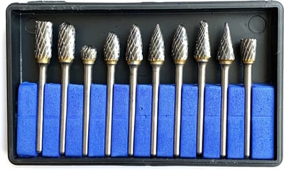 Frezensets – Set van 10 frezen – Mini frezenset van Wolfaamcarbide ø 3,00 x 5,00 mm – Multitool accessoiresset geschikt voor Dremel multitools