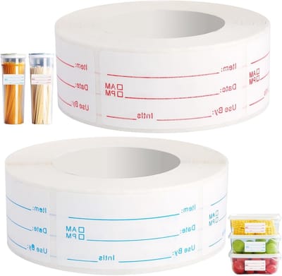 Verwijderbare Voedsel Labels - 1000 Stuks, 1 x 2 Inch, Zelfklevende Waterdichte Stickers voor Vriesproducten, Eenvoudig te Peelen en Te Gebruiken voor Voedselopslag
