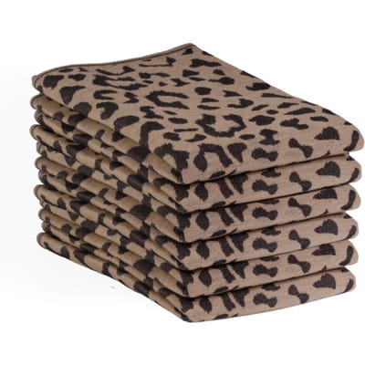 DoubleDry Luxe Theedoeken Set - 6 Stuks - 50x70 cm - 100% Katoen - Hoge Absorptie & Duurzaam - Luipaard, Beige