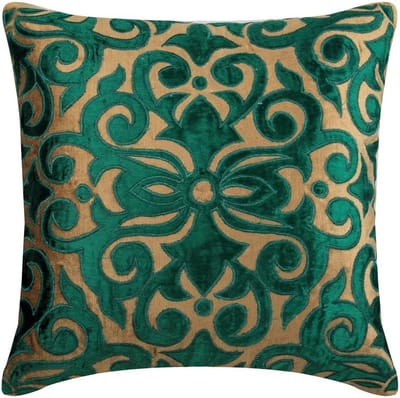 Decoratieve Fluweel Sierkussenhoes Abstract Marokkaans Pauwgroen Vierkant
