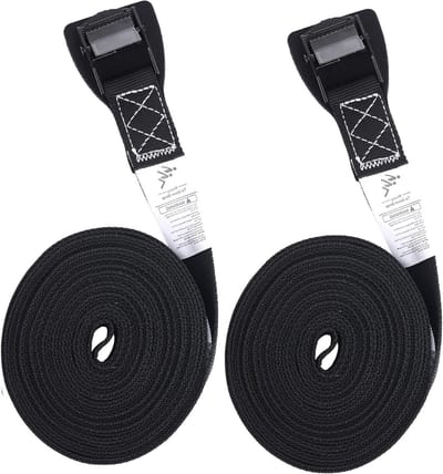 Sjorbanden set - Spanbanden lading - Lading zekeren - Met schuimvulling - 2 stuks 36m - Zwart