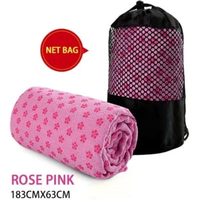 Yoga Antislip Handdoek Microfiber Verdikt PVC Pruimenstip Yogamat Opvouwbaar Zweetabsorptie Yoga Fitness Mat 1 stuks pink