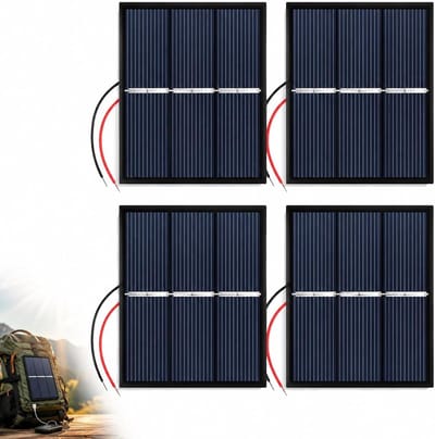 Zonnepanelen Set - Mini Zonnecellen - Educatieve Projecten - Compact Ontwerp - 4 Stuks 60x80mm - Zwart