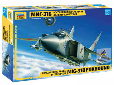Zvezda Modelbouwpakket Militaire voertuigen - 7244 Mikoyan MiG-31B Foxhound - Russische Langeafstand-Onderscheppingsjager - Straaljager Plastic - 1:72 - Modelbouw