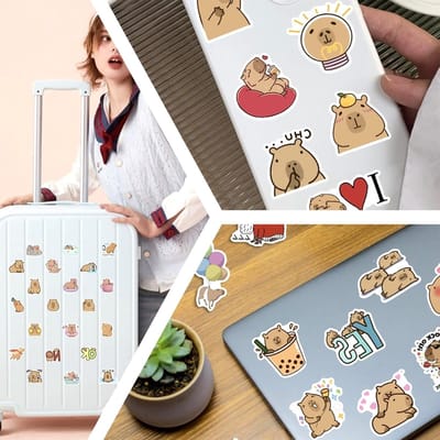 Kawaii Scrapbooking Stickers, 154 Stuks, Dierenstickers voor Laptop, Skateboard en Creatieve Decoratie