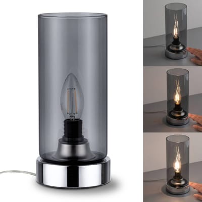 LED-tafellamp Pinja E14 max. 20W Chroom, Rookglas