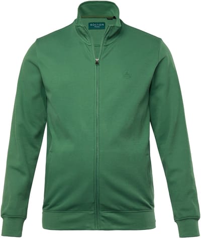 Boston Park - Heren - Sweatvest rib-sweatstof opstaande kraag - Mineraalgroen - Maat 56+