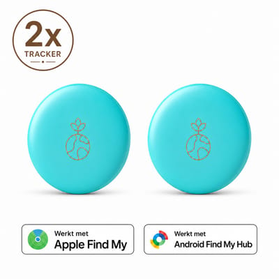 Wise Buyer® GPS Tracker - Werkt met Apple Find My & Android Find My Device - Smarttag - Locatie Tracker - Real-time Locatie Volgsysteem- Zonder abonnement - Sleutelvinder/Keyfinder - 2 Pack - Sleutels, Fiets, Auto, Kat, Hond & Kind - Blauw