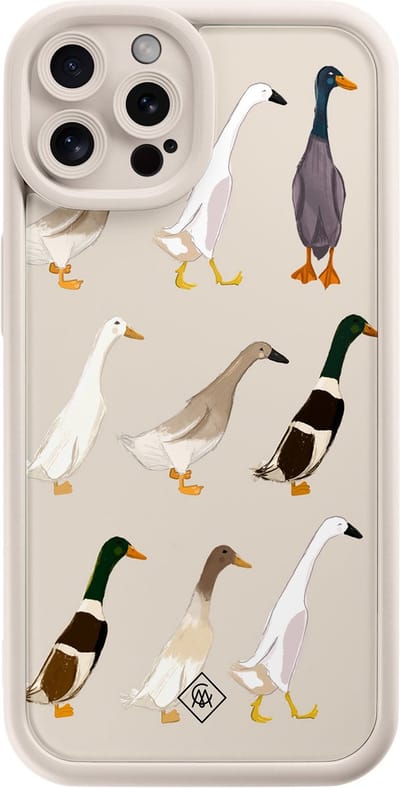 Casimoda® hoesje - Geschikt voor iPhone 12 Pro - Duck Life - Effen telefoonhoesje met lensbescherming - TPU - Backcover - Bruin/beige