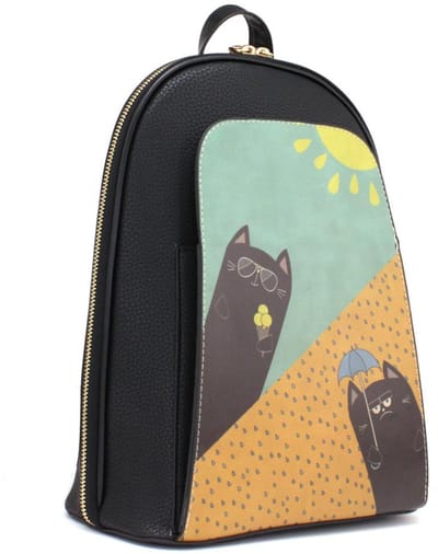 Goby Rugzak – Vegan Kunstleer – Dagrugzak - Schooltas – Zonnekat Print