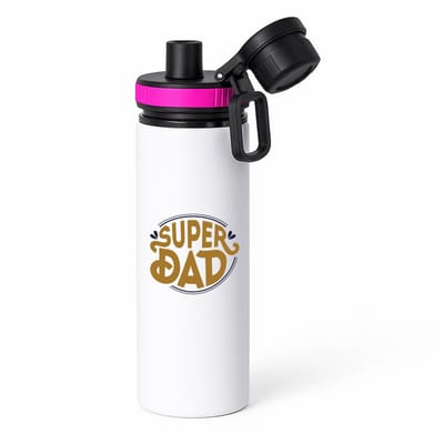 Hacebo® - super dad waterfles met draaidop roze - Vader - papa - Vaderdag - cadeau - verjaardag - kado - water fles - 850ML