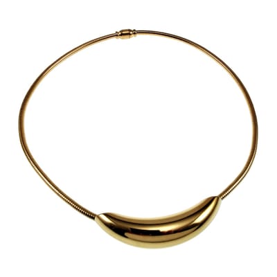 41cm Ketting Dames - Choker - Verguld RVS - Slangenketting met Gebogen Buishanger - Halsketting
