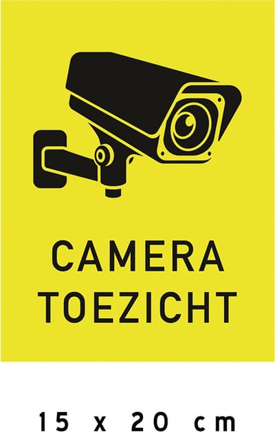 Pictogram/ bord | "Cameratoezicht" | 15 x 20 cm | CCTV | Geel | Kunststof | Camera bewaking | Let op! | Bewaking | Waarschuwing | 1 stuk